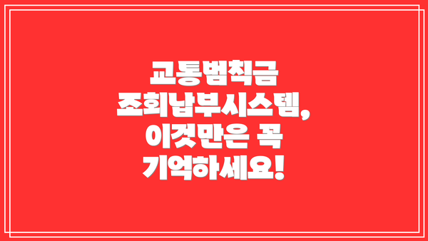 교통범칙금 조회납부시스템, 이것만은 꼭 기억하세요!
