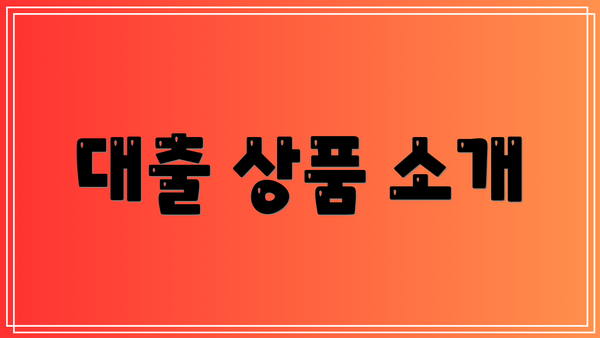 대출 상품 소개