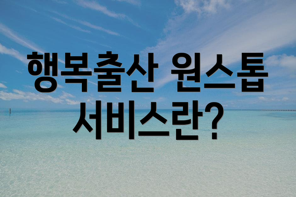 행복출산 원스톱 서비스란?