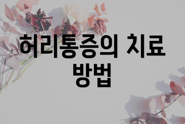 허리통증의 치료 방법