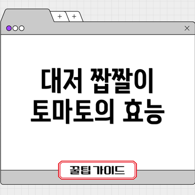 대저 짭짤이 토마토의 효능