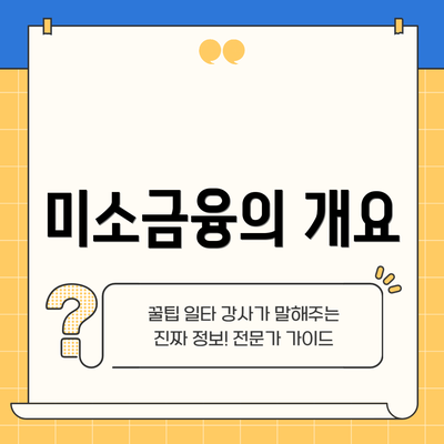미소금융의 개요