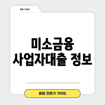 미소금융 사업자대출 정보