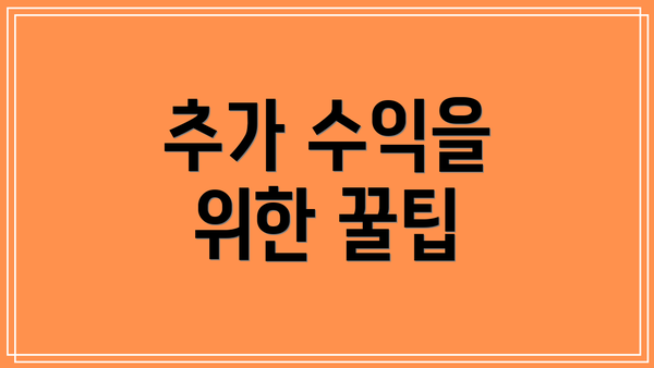 추가 수익을 위한 꿀팁
