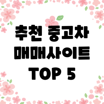 추천 중고차 매매사이트 TOP 5