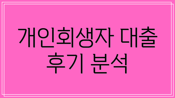 개인회생자 대출 후기 분석