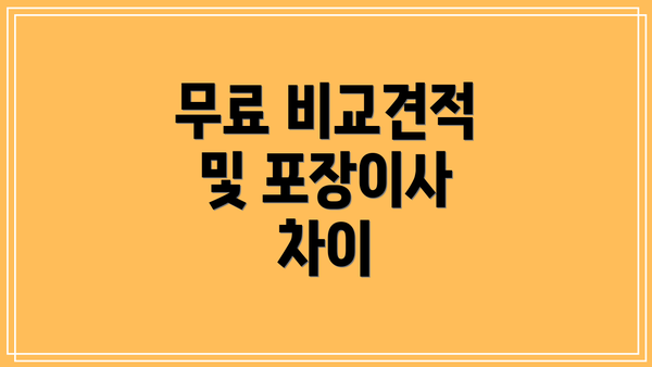 무료 비교견적 및 포장이사 차이