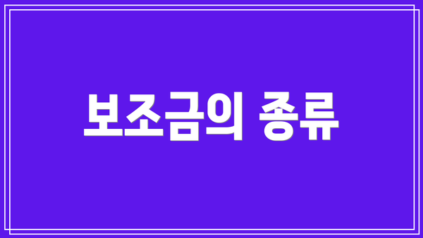 보조금의 종류