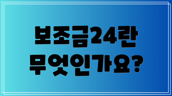보조금24란 무엇인가요?