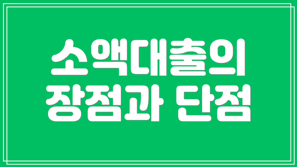 소액대출의 장점과 단점