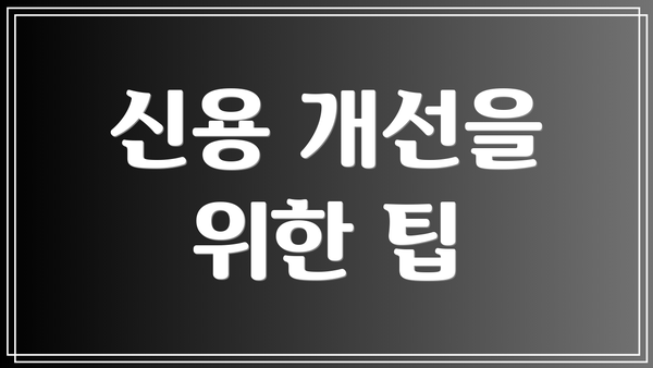 신용 개선을 위한 팁