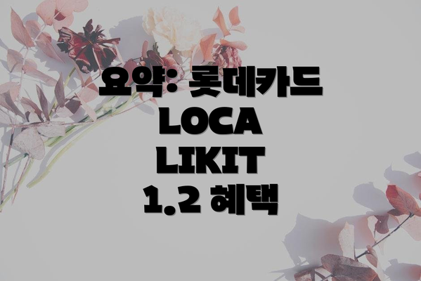 요약: 롯데카드 LOCA LIKIT 1.2 혜택