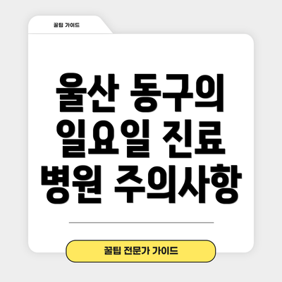 울산 동구의 일요일 진료 병원 주의사항