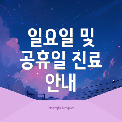 일요일 및 공휴일 진료 안내