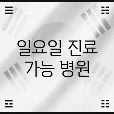 일요일 진료 가능 병원