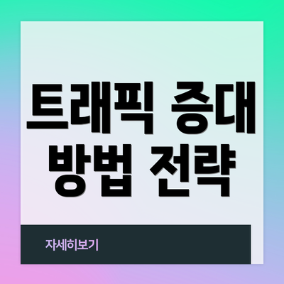 트래픽 증대 방법 전략
