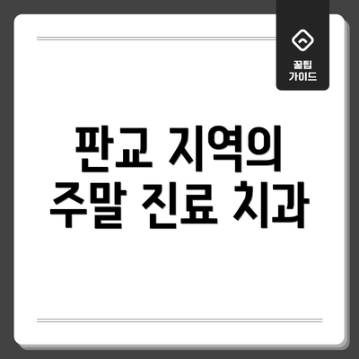 판교 지역의 주말 진료 치과