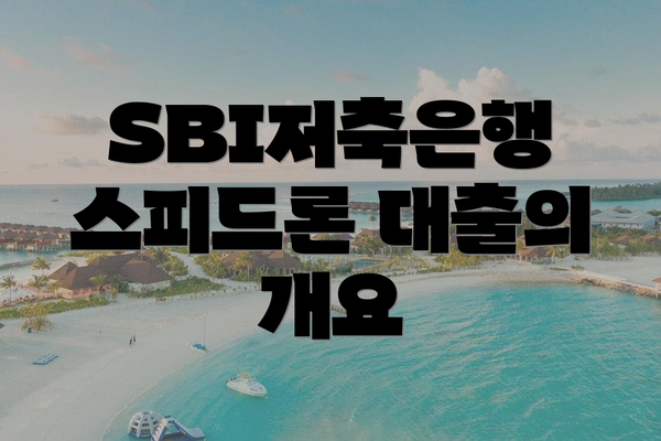 SBI저축은행 스피드론 대출의 개요