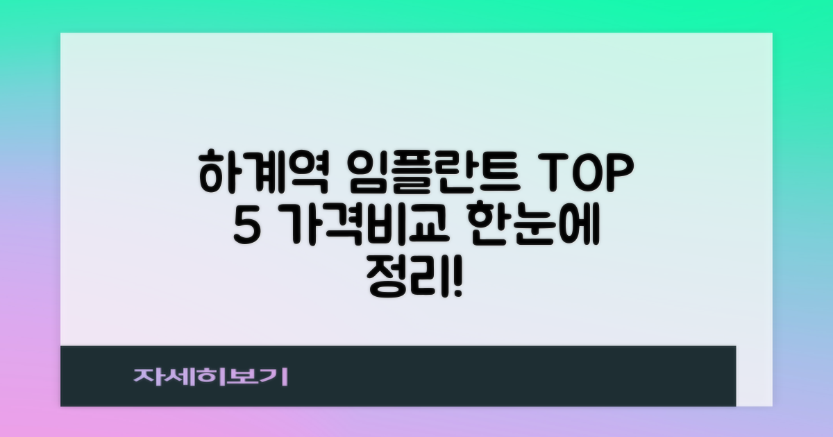 하계역 임플란트 TOP 5: 가격비교 총정리!
